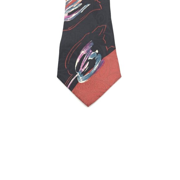 Vintage Studio 54 By RICO Necktie Men's Abstract Design Red & Black 100% Silk Ma - Picture 7 of 7